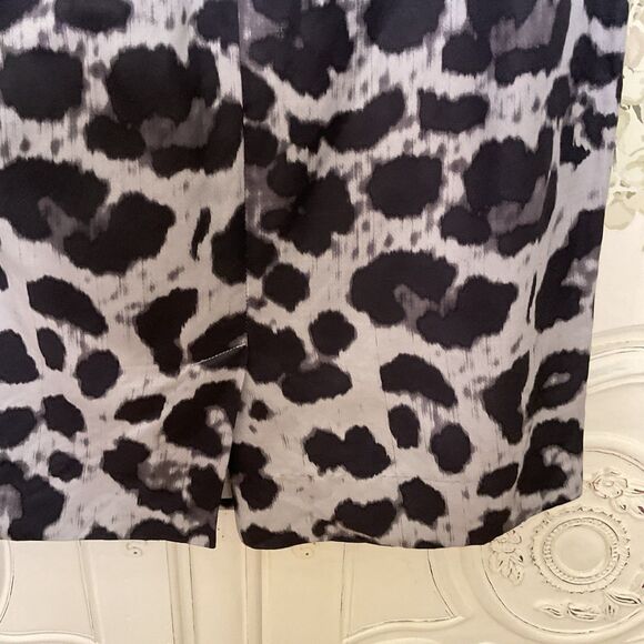 Banana Republic Skirt Women's 4 Black Gray Animal Print Pencil Linen Blend - Picture 7 of 9